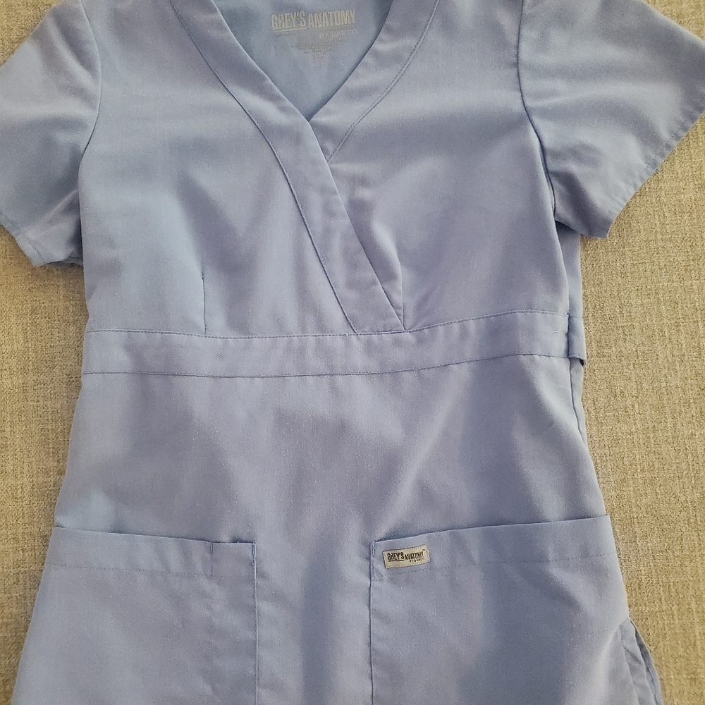 Greys Anatomy Light Blue V-Neck Scrub Top